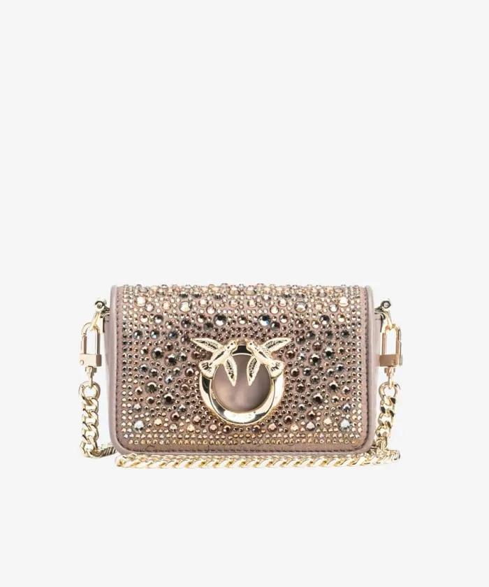 Women Limited Edition Pinko Rhinestonedetailed Micro Love Bag Clutch With Detachable Shoulder Strap Beige 8211 Ironlightgold Women Limited Edition Pinko Rhinestonedetailed Micro Love Bag Clutch With Detachable Shoulder Strap Beige 8211 Ironlightgold