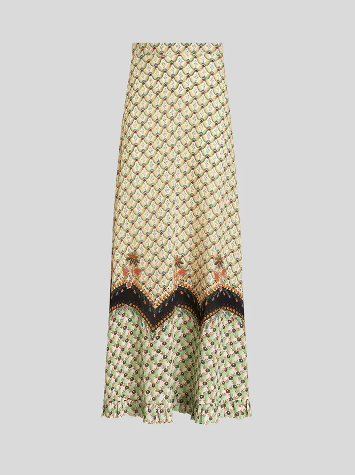 Women Long Crpe De Chine Skirt Etro Skirts