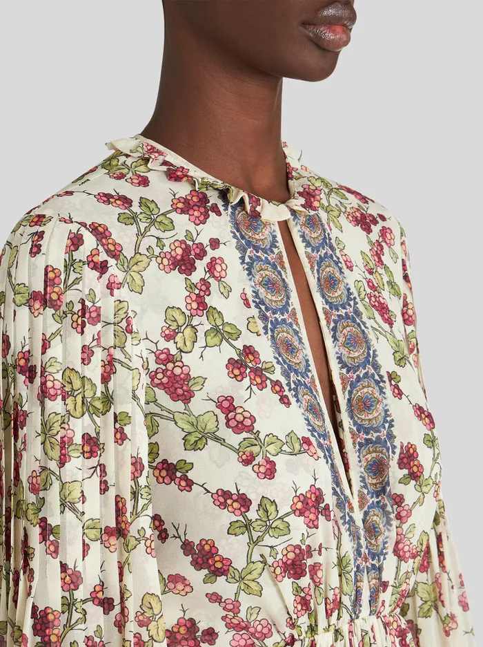 Women Long Silk Dress With Berry Print Etro Dresses