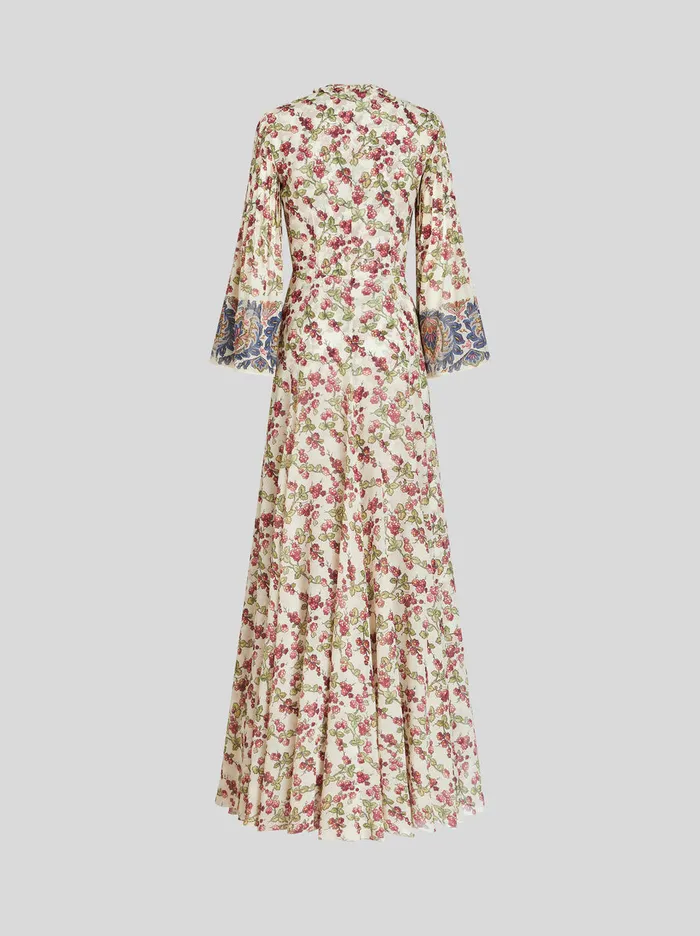 Women Long Silk Dress With Berry Print Etro Dresses