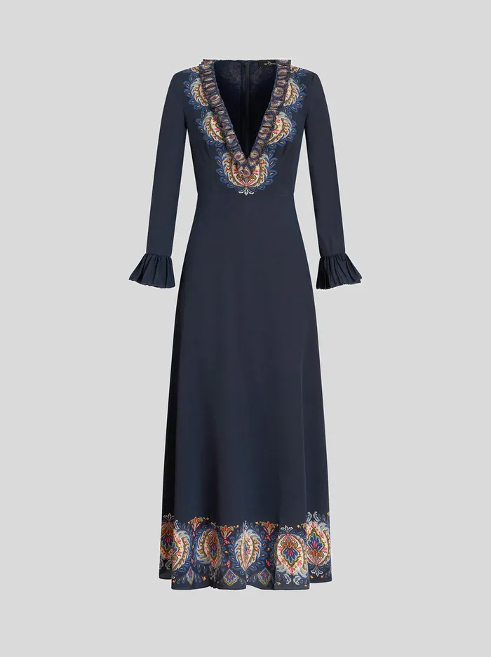 Women Long Silk Dress With Ruching Etro Dresses