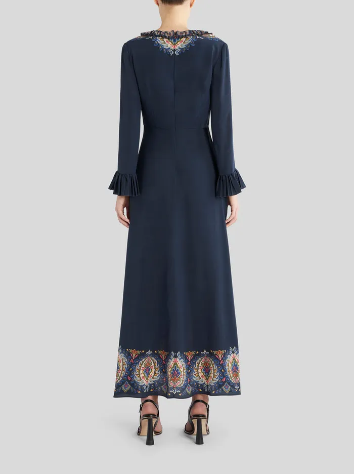 Women Long Silk Dress With Ruching Etro Dresses