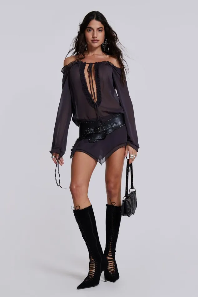Women Lorenza Sheer Bardot Dress Jaded London Mini Dresses