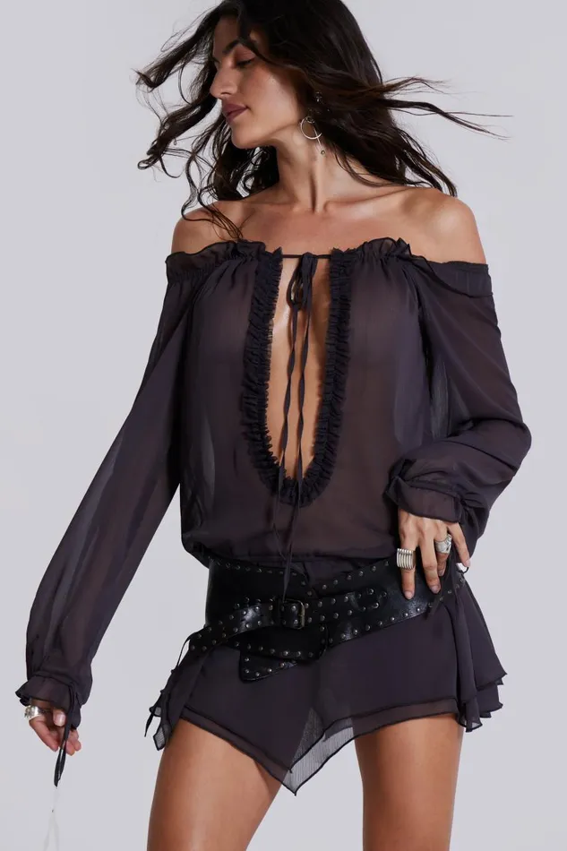 Women Lorenza Sheer Bardot Dress Jaded London Mini Dresses