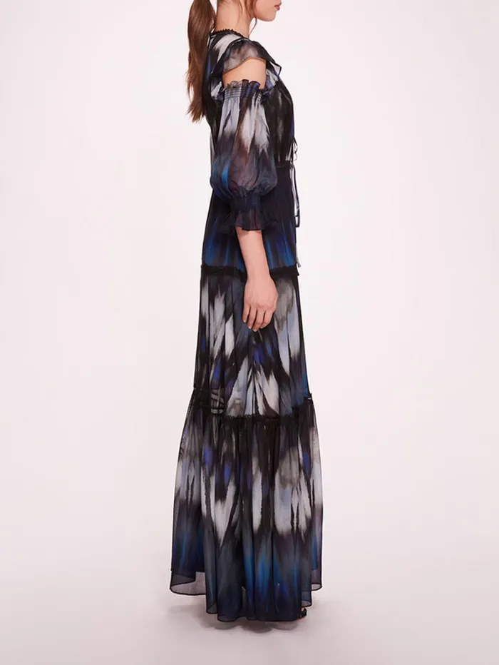 Women Marchesa Dresses Abstract Viscose Maxi Dress Blue Multi Women Marchesa Dresses Abstract Viscose Maxi Dress Blue Multi