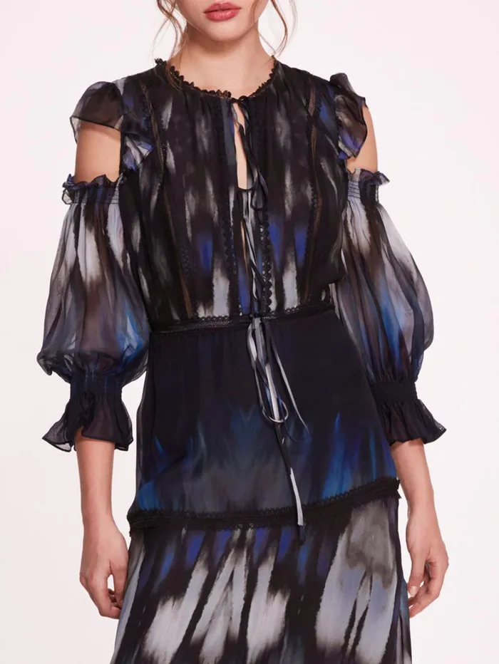 Women Marchesa Dresses Abstract Viscose Maxi Dress Blue Multi Women Marchesa Dresses Abstract Viscose Maxi Dress Blue Multi