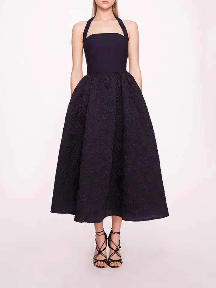 Women Marchesa Dresses Calathea Halter Dress Navy
