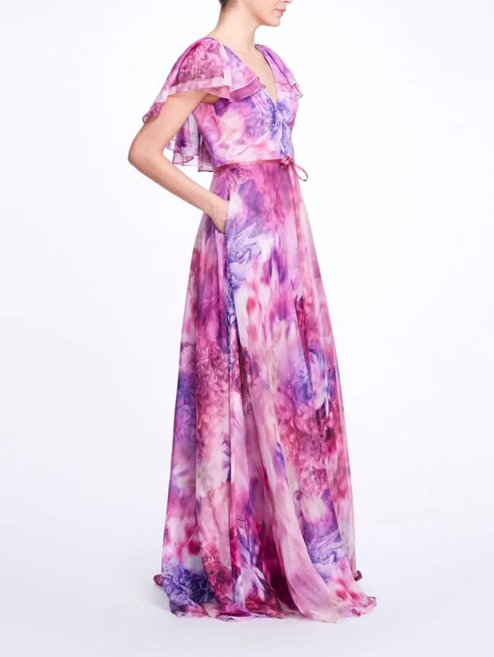 Women Marchesa Dresses Cap Sleeve VNeck Dress Mauve Women Marchesa Dresses Cap Sleeve VNeck Dress Mauve