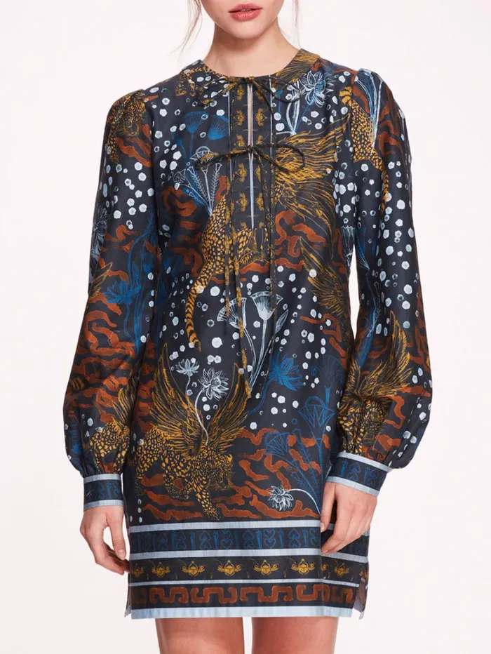 Women Marchesa Dresses Flying Cheetah Mini Dress Blue Multi Women Marchesa Dresses Flying Cheetah Mini Dress Blue Multi