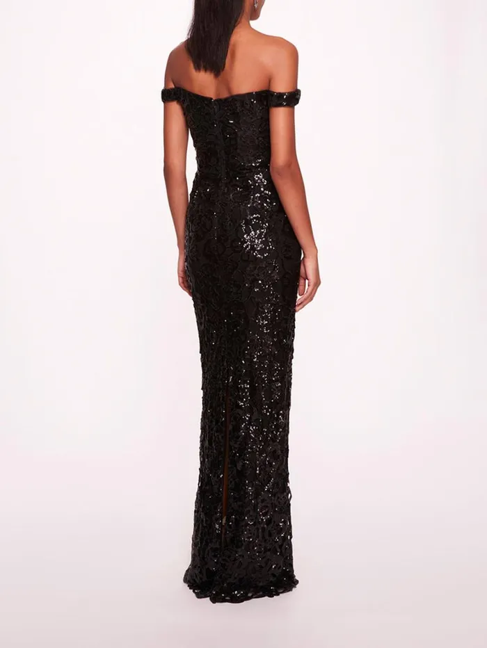Women Marchesa Dresses Organic Neckline Sequin Gown Black Women Marchesa Dresses Organic Neckline Sequin Gown Black