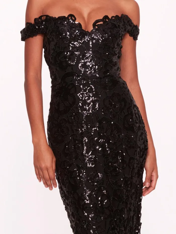 Women Marchesa Dresses Organic Neckline Sequin Gown Black Women Marchesa Dresses Organic Neckline Sequin Gown Black