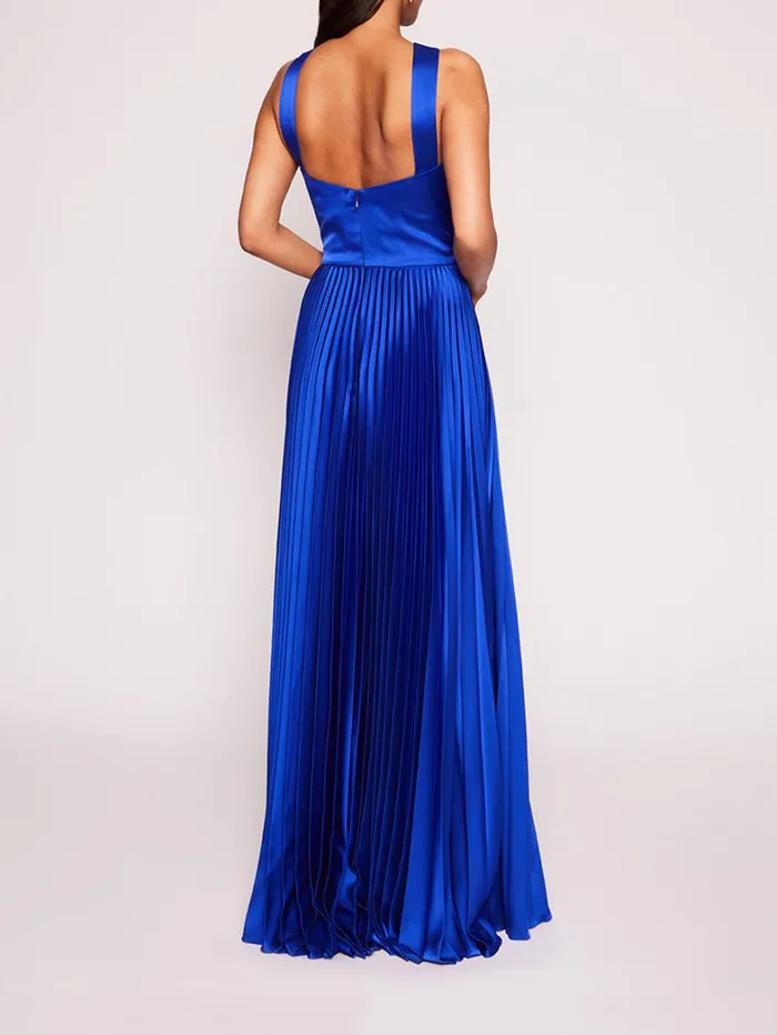 Women Marchesa Dresses Pleated Foil Gown Sapphire Women Marchesa Dresses Pleated Foil Gown Sapphire