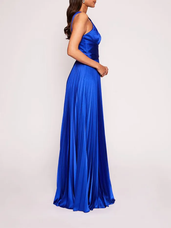 Women Marchesa Dresses Pleated Foil Gown Sapphire Women Marchesa Dresses Pleated Foil Gown Sapphire