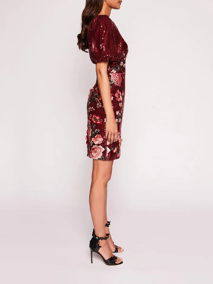 Women Marchesa Dresses Shimmer Mini Dress Burgundy Multi Women Marchesa Dresses Shimmer Mini Dress Burgundy Multi