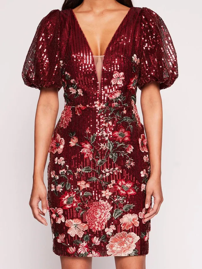 Women Marchesa Dresses Shimmer Mini Dress Burgundy Multi Women Marchesa Dresses Shimmer Mini Dress Burgundy Multi