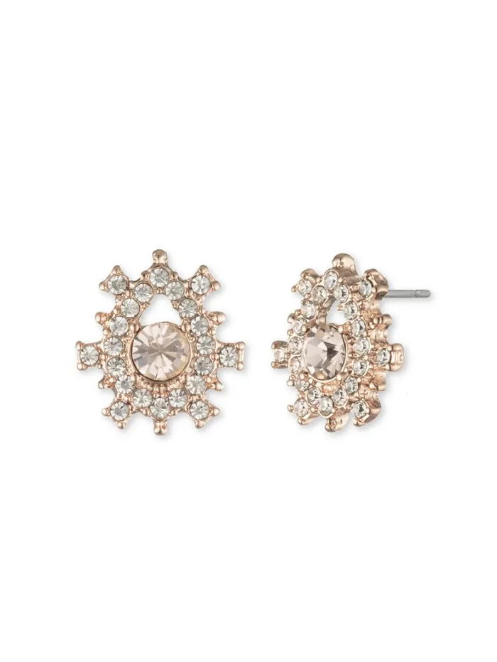 Women Marchesa Jewelry Poised Rose Button Earring Rose Gold