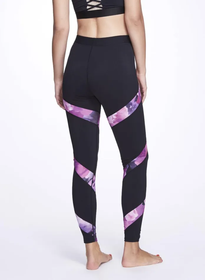 Women Marchesa Marchesa Active Black High Waisted Legging With Pink Floral Print Detail Raspberry Multi Women Marchesa Marchesa Active Black High Waisted Legging With Pink Floral Print Detail Raspberry Multi