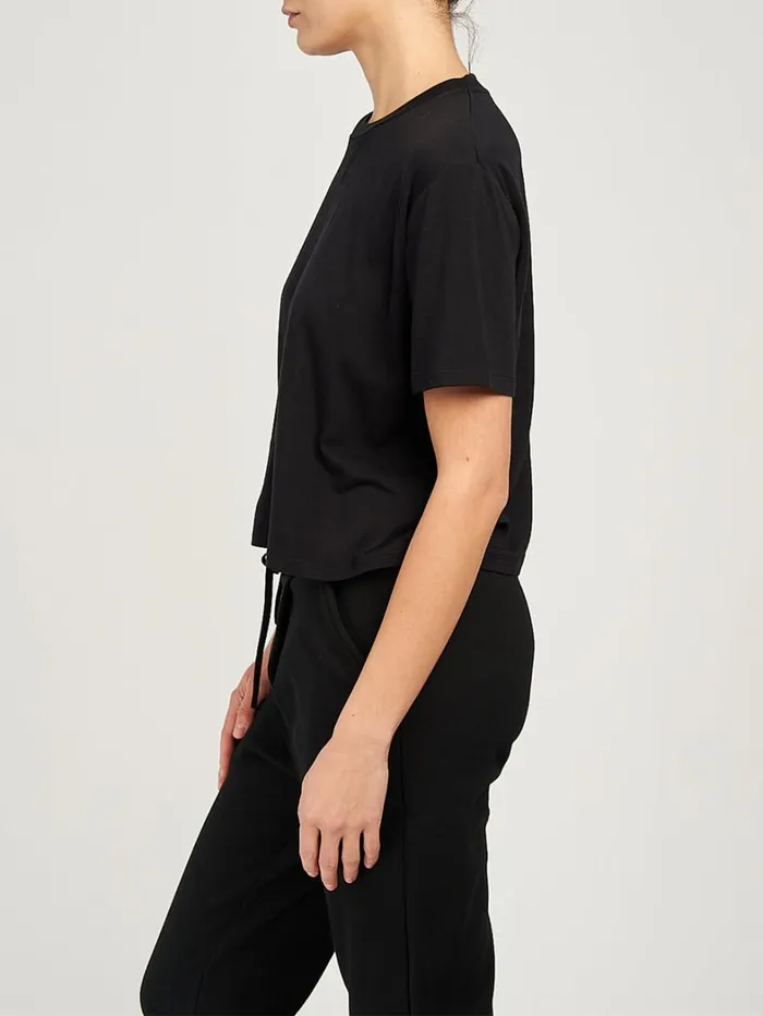 Women Marchesa Tops Womens Cropped Black Tee Shirt Black Women Marchesa Tops Womens Cropped Black Tee Shirt Black