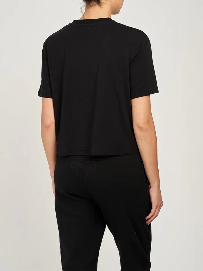 Women Marchesa Tops Womens Cropped Black Tee Shirt Black Women Marchesa Tops Womens Cropped Black Tee Shirt Black