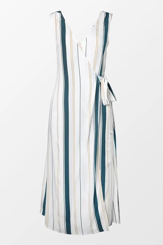 Women Maxi Dresses Cupshe Addilyn Striped Wrap Tie Waist Dress Multicolor