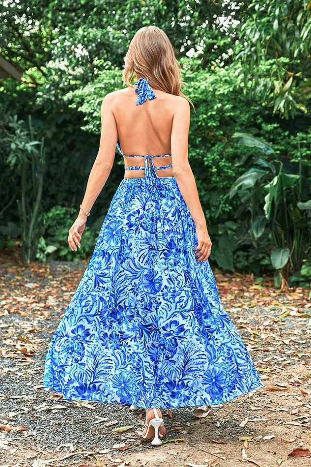 Women Maxi Dresses Cupshe Honopu Sleeveless Ruching Dress Blue