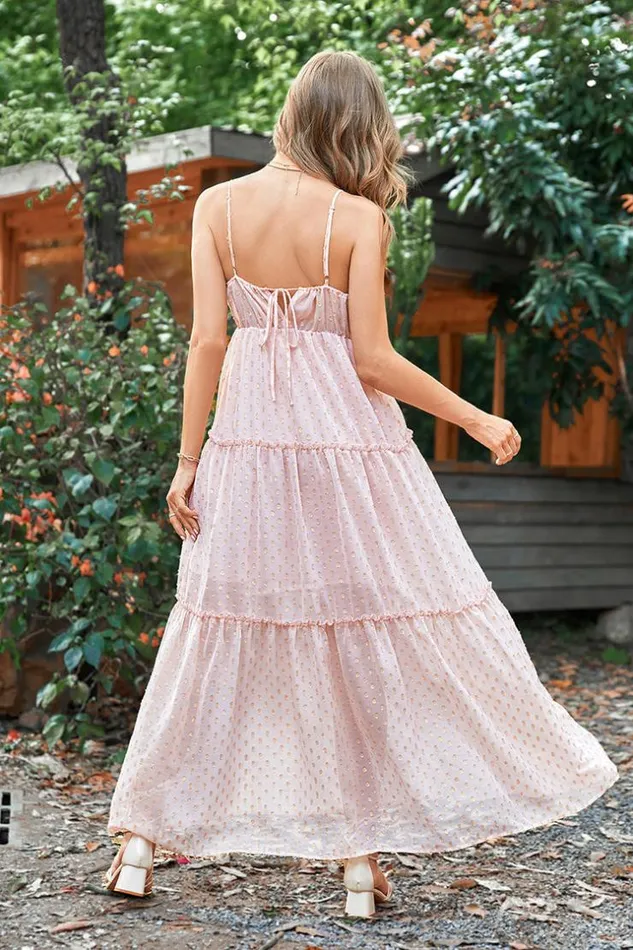 Women Maxi Dresses Cupshe Varadero Open Front Ruching Split AShape Dress Pink