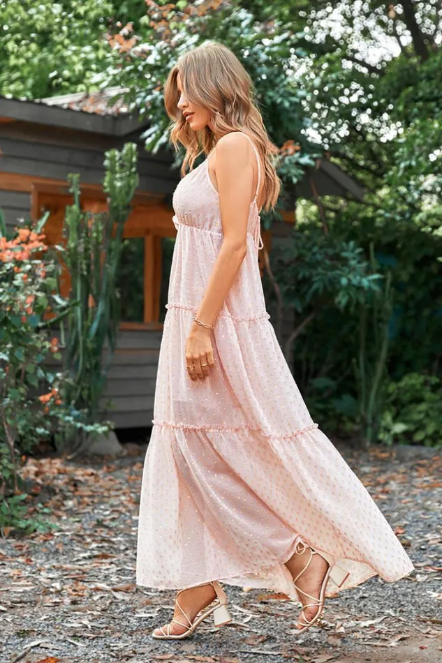 Women Maxi Dresses Cupshe Varadero Open Front Ruching Split AShape Dress Pink