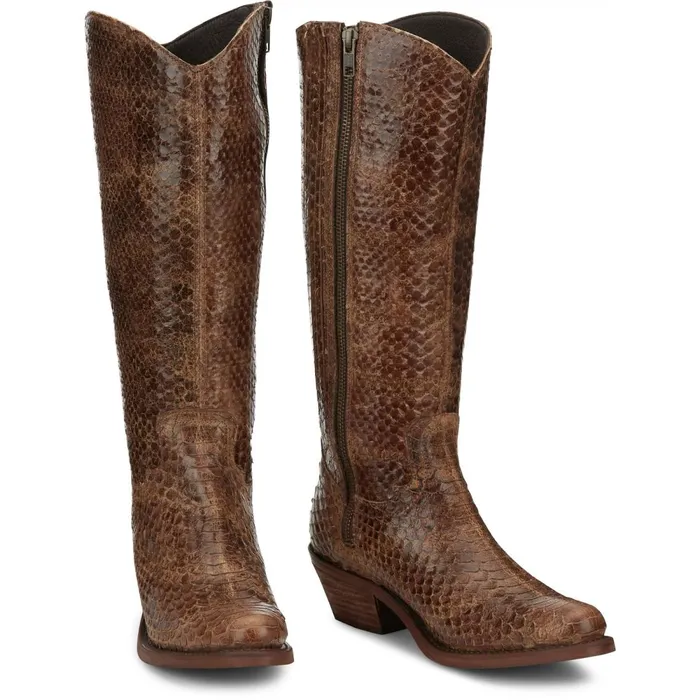 WOMEN Mcalester 15034 PullOn Womens Boot Cedar Viper Print Justin Boots Western WOMEN Mcalester 15034 PullOn Womens Boot Cedar Viper Print Justin Boots Western