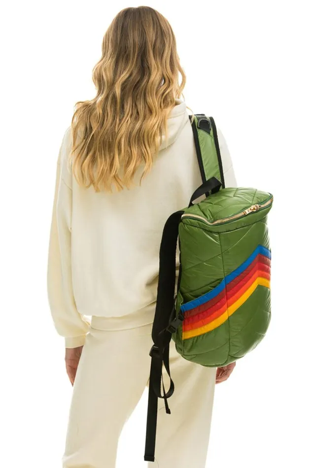 WomenMen Backpacks Aviator Nation Peak Puffer Backpack 8211 Garden Green Glossy