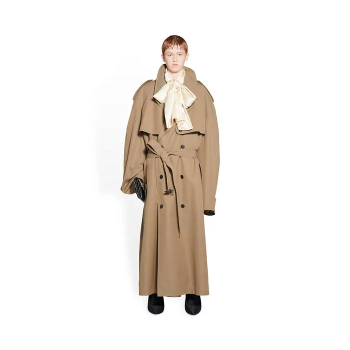 WomenMen Coats and Jackets Balenciaga Oversized Trench Coat In Beige