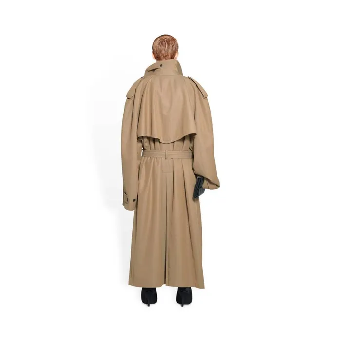 WomenMen Coats and Jackets Balenciaga Oversized Trench Coat In Beige