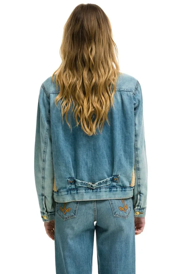 WomenMen Denim Aviator Nation Aspen Sherpa Unisex Denim Jacket 8211 Vintage Wheat