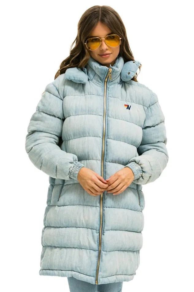 WomenMen Denim Aviator Nation Denim Puffer Long Trekker Jacket 8211 Super Light WomenMen Denim Aviator Nation Denim Puffer Long Trekker Jacket 8211 Super Light