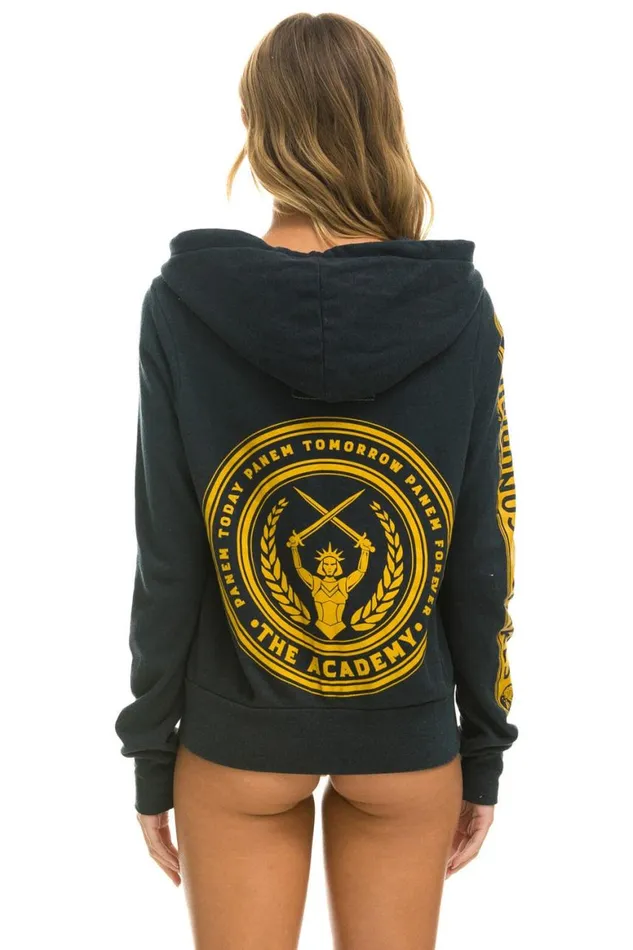 WomenMen Hoodies Aviator Nation Hunger Games Zip Hoodie 8211 Charcoal