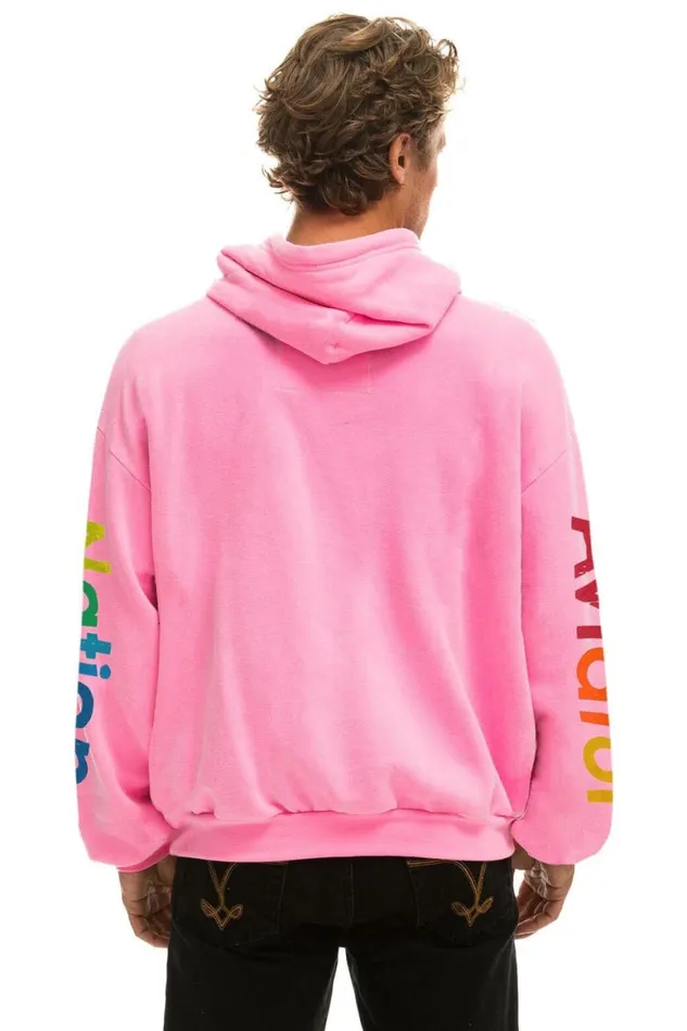 WomenMen Hoodies Aviator Nation Nashville Relaxed Pullover Hoodie 8211 Neon Pink