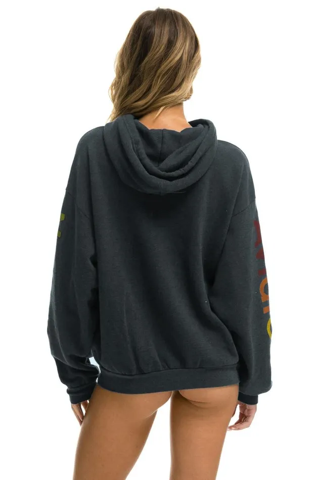WomenMen Hoodies Aviator Nation Relaxed Pullover Hoodie 8211 Charcoal