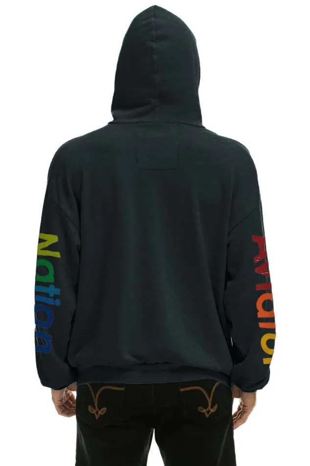 WomenMen Hoodies Aviator Nation Relaxed Pullover Hoodie 8211 Charcoal