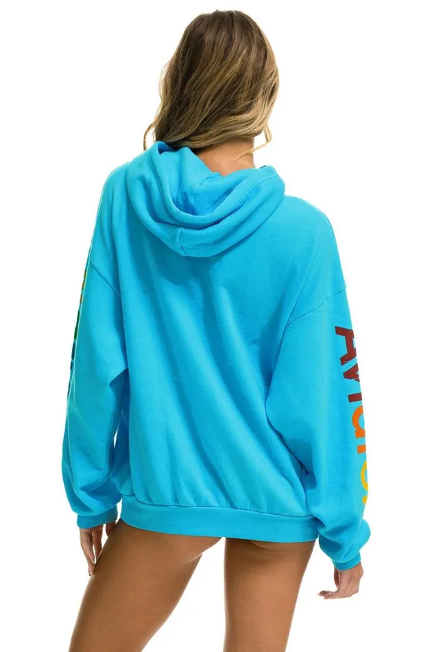 WomenMen Hoodies Aviator Nation San Francisco Relaxed Pullover Hoodie 8211 Neon Blue