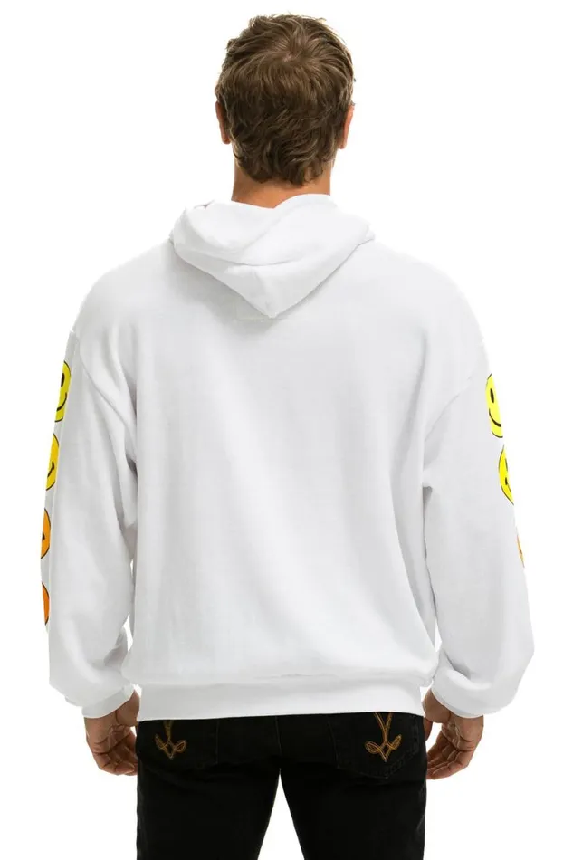 WomenMen Hoodies Aviator Nation Smiley Sunset Relaxed Pullover Hoodie 8211 White