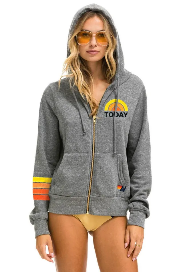 WomenMen Hoodies Aviator Nation Today Show Zip Hoodie 8211 Heather