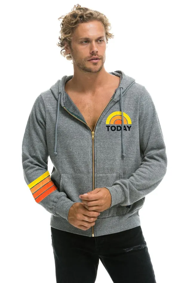 WomenMen Hoodies Aviator Nation Today Show Zip Hoodie 8211 Heather