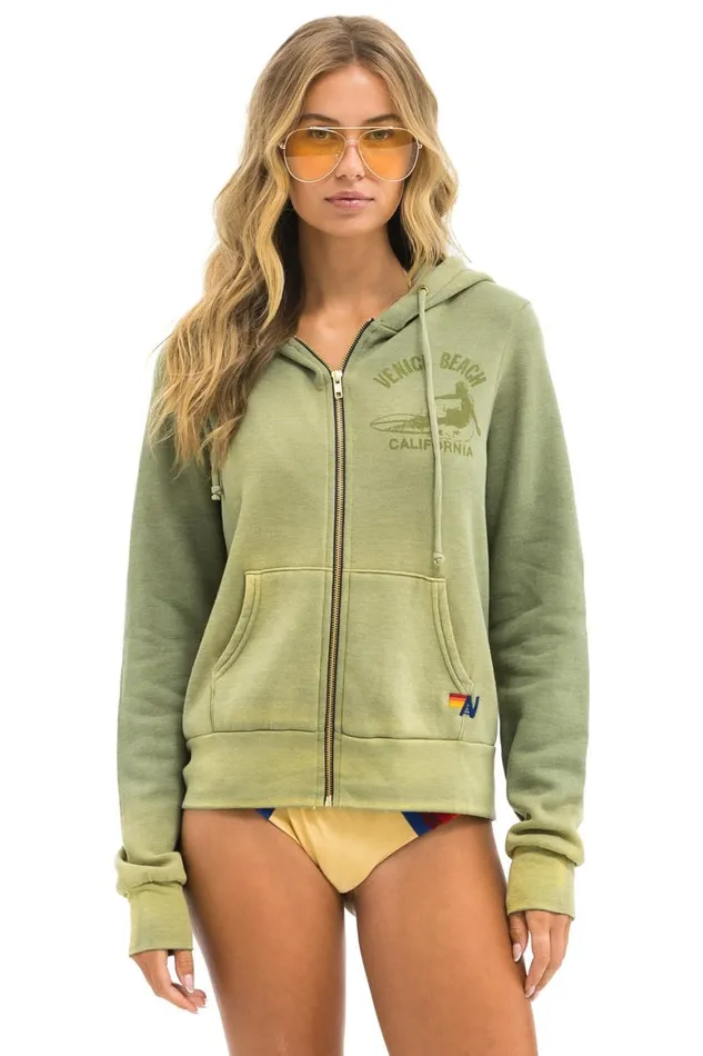 WomenMen Hoodies Aviator Nation Venice Surfer Zip Hoodie 8211 Faded Army