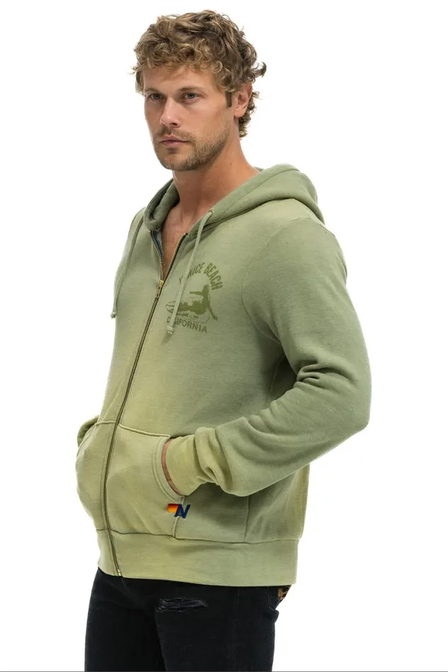 WomenMen Hoodies Aviator Nation Venice Surfer Zip Hoodie 8211 Faded Army