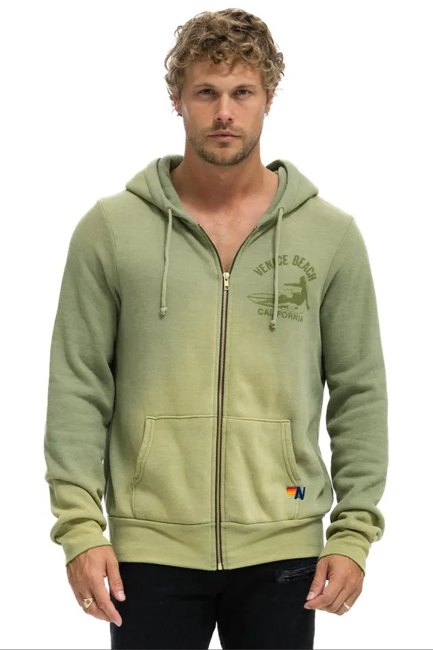 WomenMen Hoodies Aviator Nation Venice Surfer Zip Hoodie 8211 Faded Army
