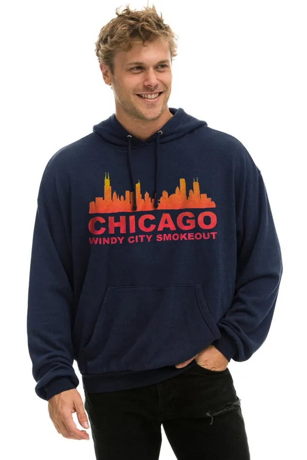 WomenMen Hoodies Aviator Nation Windy City Smokeout 2024 Pullover Hoodie Relaxed 8211 Navy