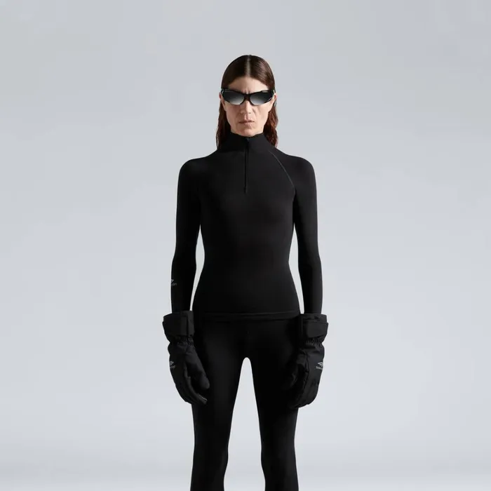 WomenMen Ski Balenciaga Skiwear 8211 3b Sports Icon Half Zip Fitted Top In Black