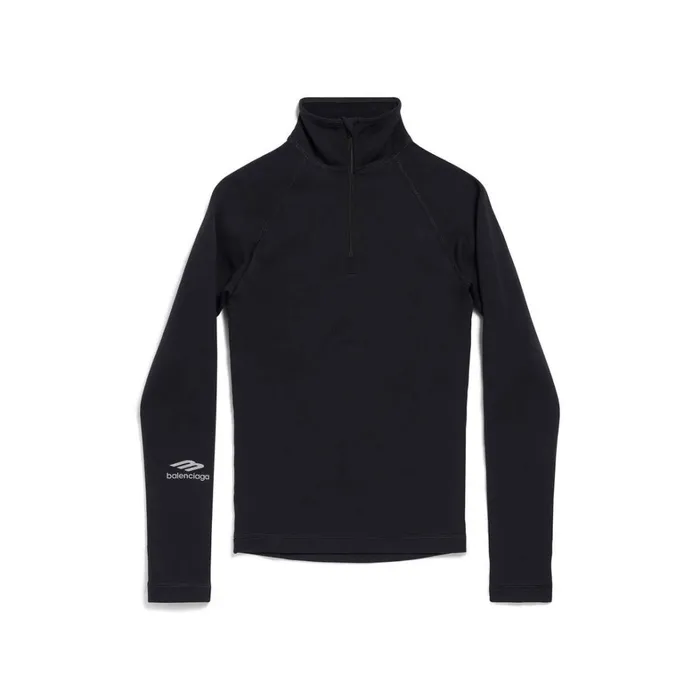 WomenMen Ski Balenciaga Skiwear 8211 3b Sports Icon Half Zip Fitted Top In Black