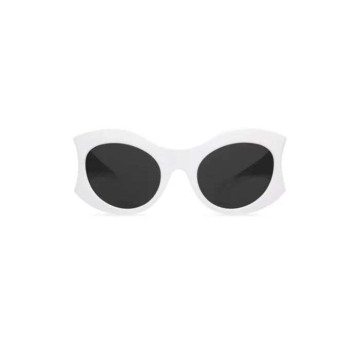 WomenMen Sunglasses Balenciaga Hourglass Round Sunglasses In White