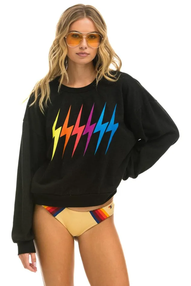 WomenMen Sweatshirts Aviator Nation Bolt Gradient Relaxed Crew Sweatshirt 8211 Black Rainbow WomenMen Sweatshirts Aviator Nation Bolt Gradient Relaxed Crew Sweatshirt 8211 Black Rainbow
