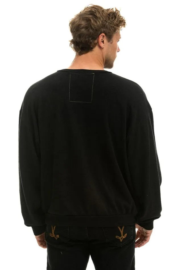 WomenMen Sweatshirts Aviator Nation Bolt Gradient Relaxed Crew Sweatshirt 8211 Black Rainbow